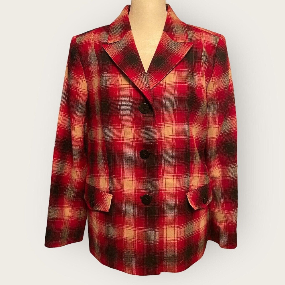 PENDLETON 49er Jacket 12 Wool Red Plaid Retro 50s Style Rockabilly Mod Pin Up